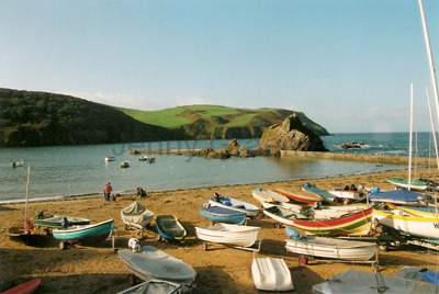 Boats on the beach at Hope Cove